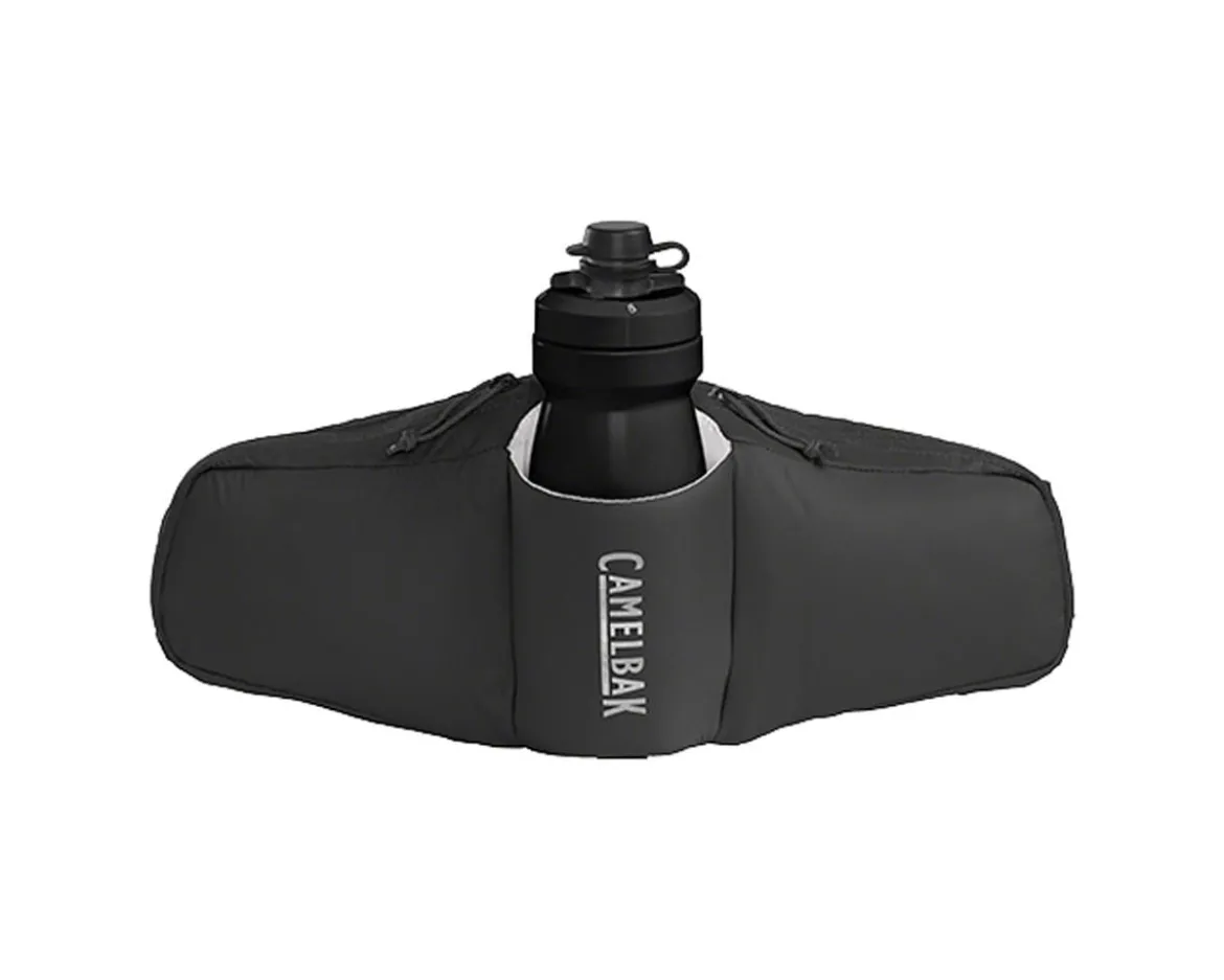 Camelbak Podium Flow 2 Waist Pack (Black) (w/ 21oz Podium Dirt Series Water Bottle)