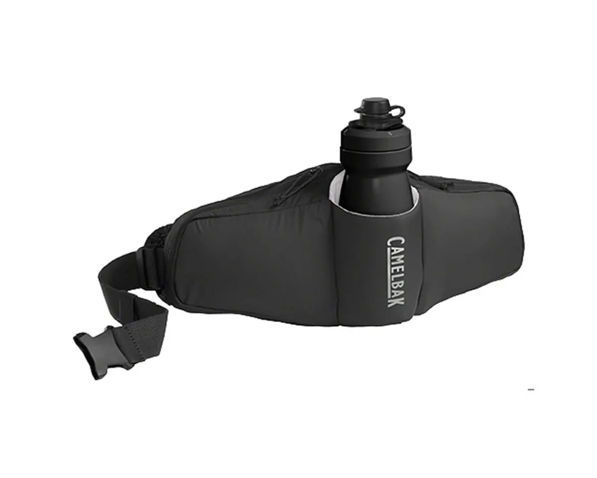 Camelbak Podium Flow 2 Waist Pack (Black) (w/ 21oz Podium Dirt Series Water Bottle)