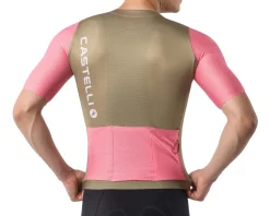 Castelli Corretto Short Sleeve Jersey (Elmwood/Rosa Giro-White) (M)