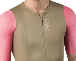 Castelli Corretto Short Sleeve Jersey (Elmwood/Rosa Giro-White) (M)