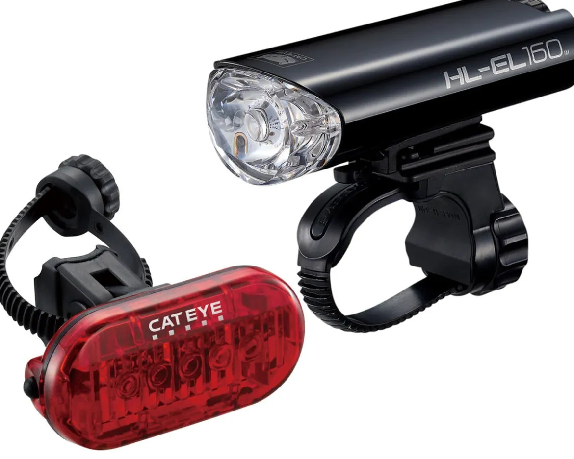 CatEye HL-EL160/Omni 5 Headlight/Taillight Set (Black) (AA/AAA Batteries)