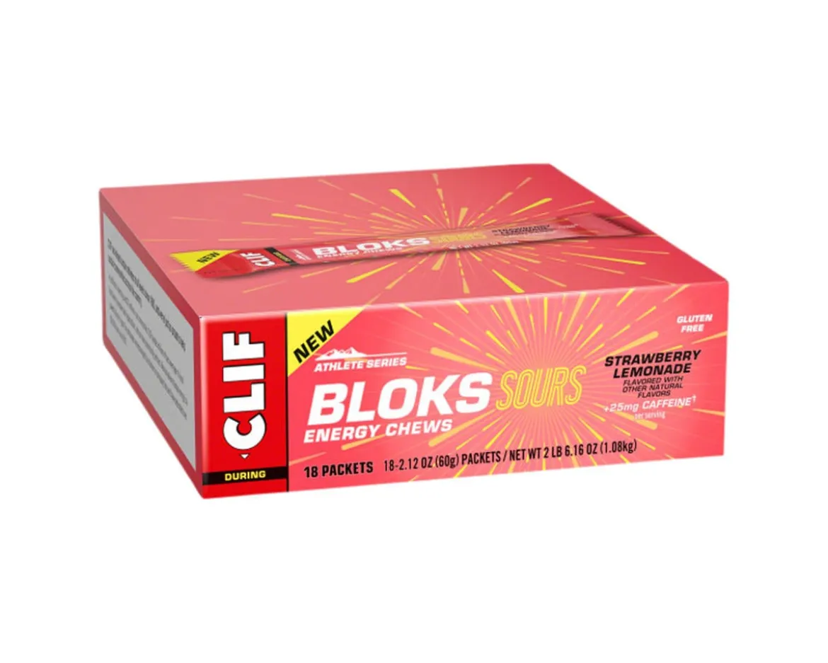 Clif Bar Shot Bloks Energy Chews (Sour Strawberry Lemonade) (18 | 2.1oz Packets) (w/ Caffeine)