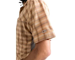 Club Ride Apparel Quest Super Stretch Plaid Short Sleeve Shirt (Desert Sunset) (S)