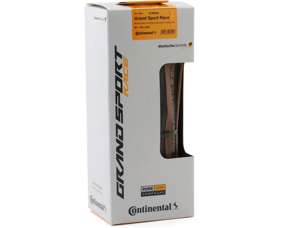 Continental Grand Sport Race Tire (Black/Coffee) (700c) (28mm) (Folding) (PureGrip)