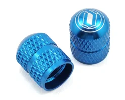 Deity Crown Schrader Valve Caps (Blue) (Pair)