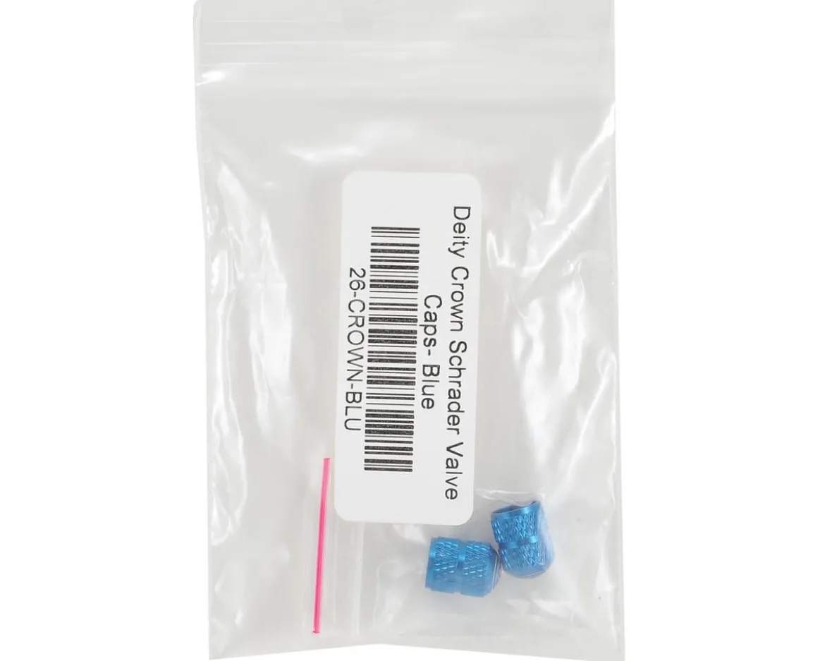Deity Crown Schrader Valve Caps (Blue) (Pair)