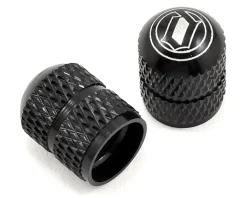 Deity Crown Schrader Valve Caps (Black) (Pair)