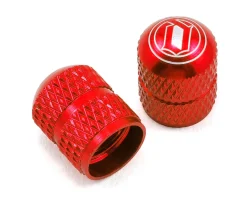 Deity Crown Schrader Valve Caps (Red) (Pair)