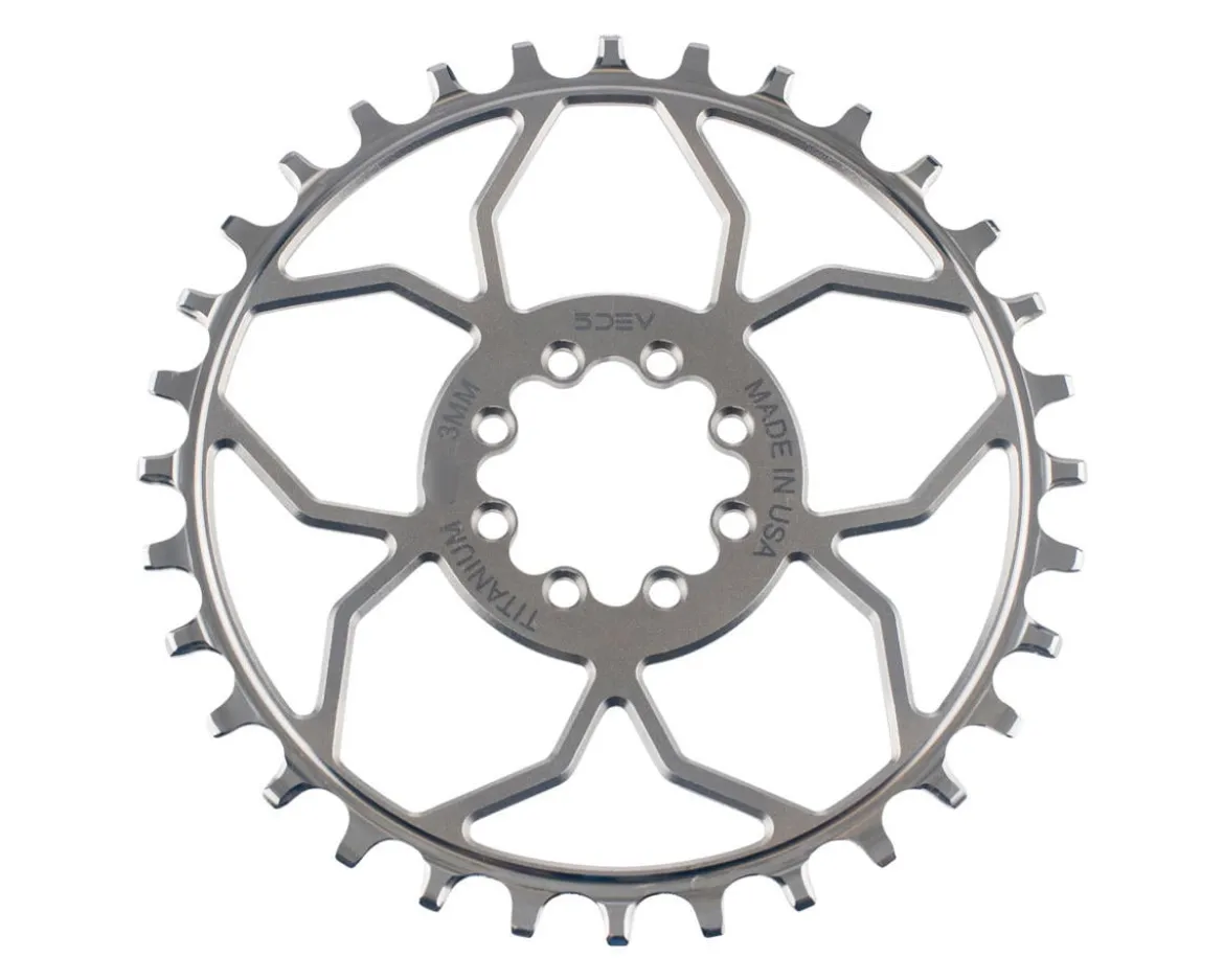 5Dev Titanium 8-Bolt Chainring (Raw/Silver) (3mm Offset) (30T)