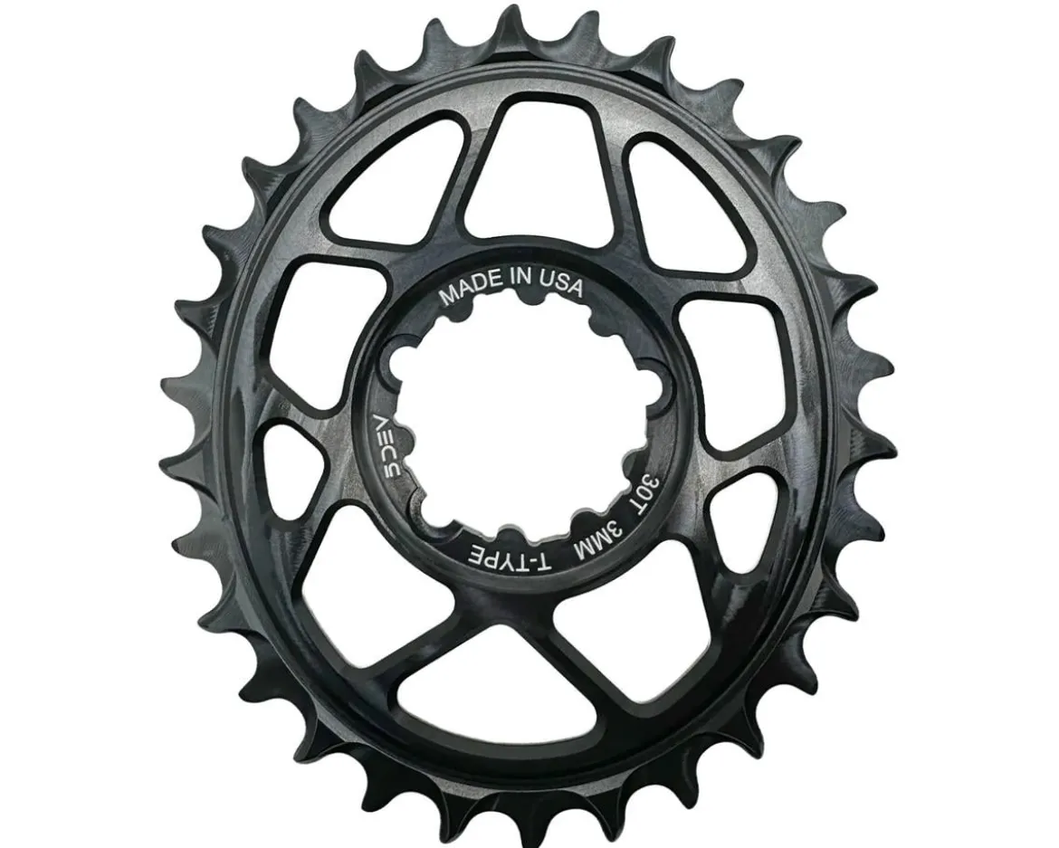 5Dev T-Type Oval 3-Bolt Chainring (Black) (3mm Offset) (30T)