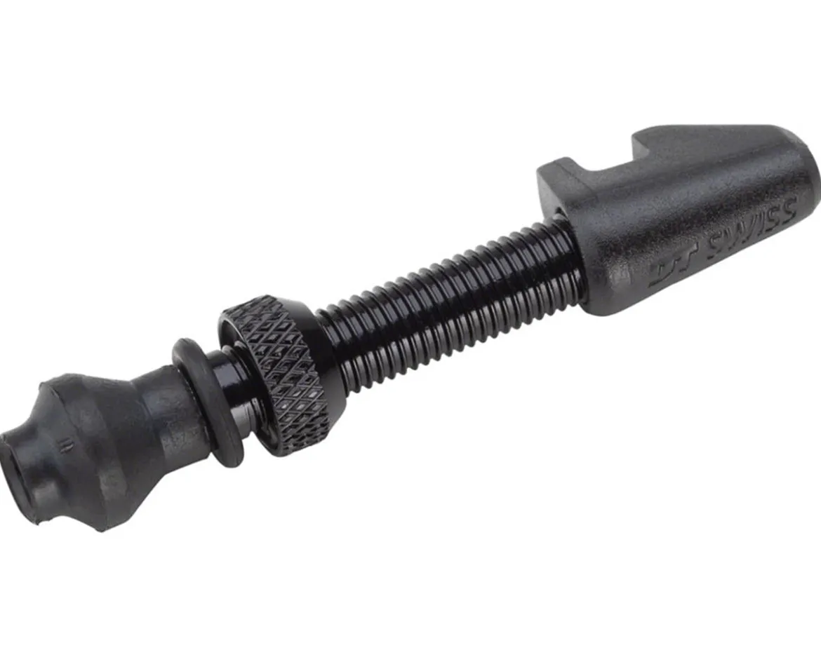 DT Swiss Aluminum Tubeless Presta Valve (Black) (Single) (40mm) (w/ Cylindrical Rim Nut)