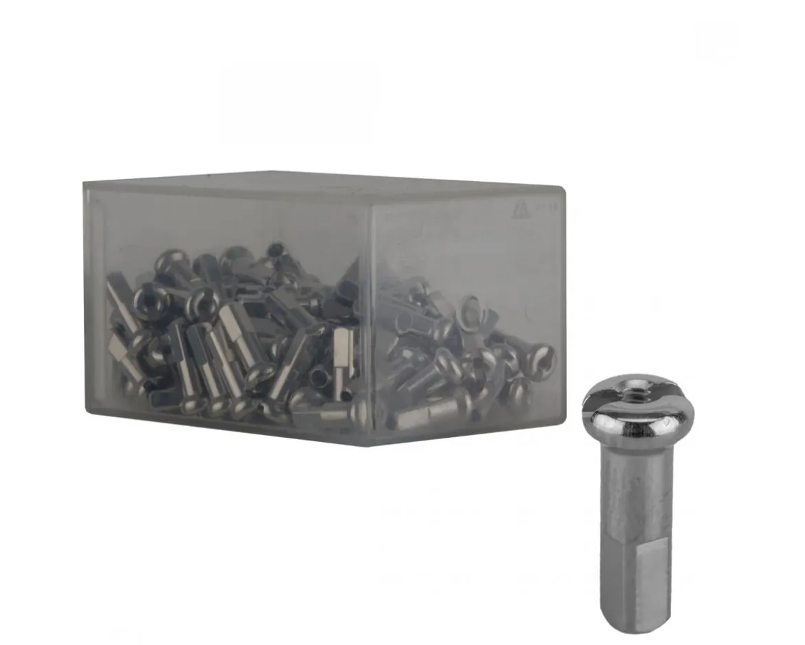 DT Swiss Brass Spoke Nipples (Silver) (2.0 x 14mm) (Box of 100)