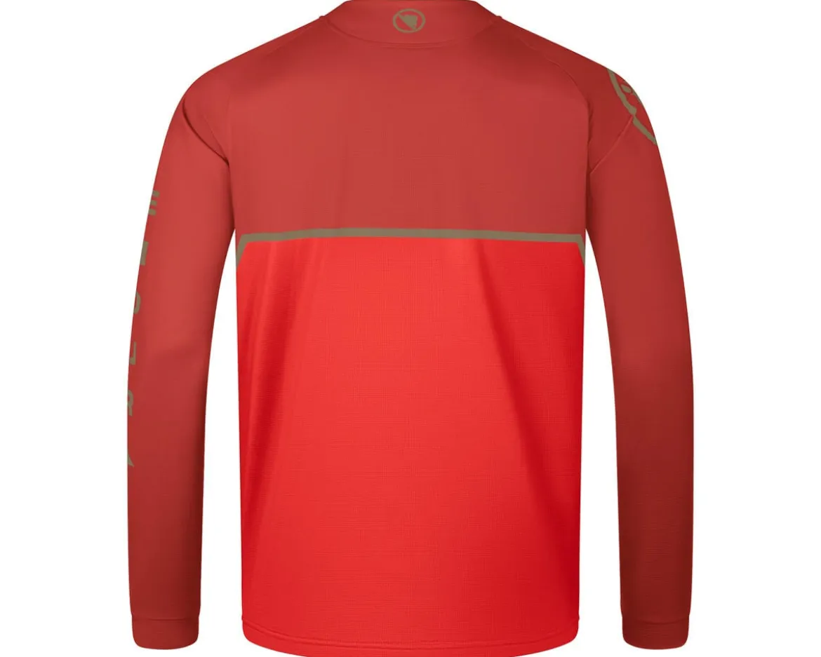 Endura CORE Printed Long Sleeve Tee Jersey (Flame Red) (S)