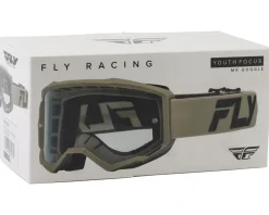 Fly Racing Youth Focus Goggles (Khaki/Black) (Clear Lens)