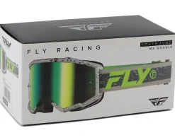 Fly Racing Youth Zone Goggles (Dark Grey/Hi-Vis) (Iridescent Green Mirror Lens)