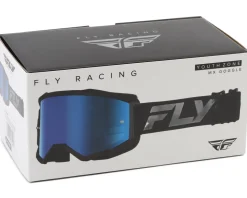 Fly Racing Youth Zone Goggles (Black/Black) (Sky Blue Mirror/Smoke Lens)