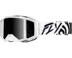 Fly Racing Zone Elite Goggles (Black/White) (Black Mirror/Smoke Lens)