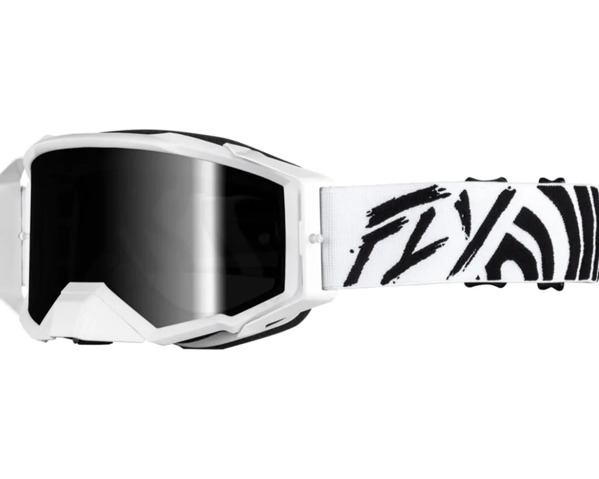 Fly Racing Zone Elite Goggles (Black/White) (Black Mirror/Smoke Lens)