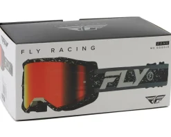 Fly Racing Zone Goggles (Black/Grey) (Red Mirror/Smoke Lens)