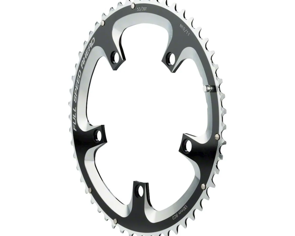 Full Speed Ahead Super Road Chainrings (Black/Silver) (2 x 10/11 Speed) (Outer) (130mm BCD) (53T)