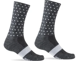 Giro Seasonal Merino Wool Socks (Charcoal/White Dots) (S)