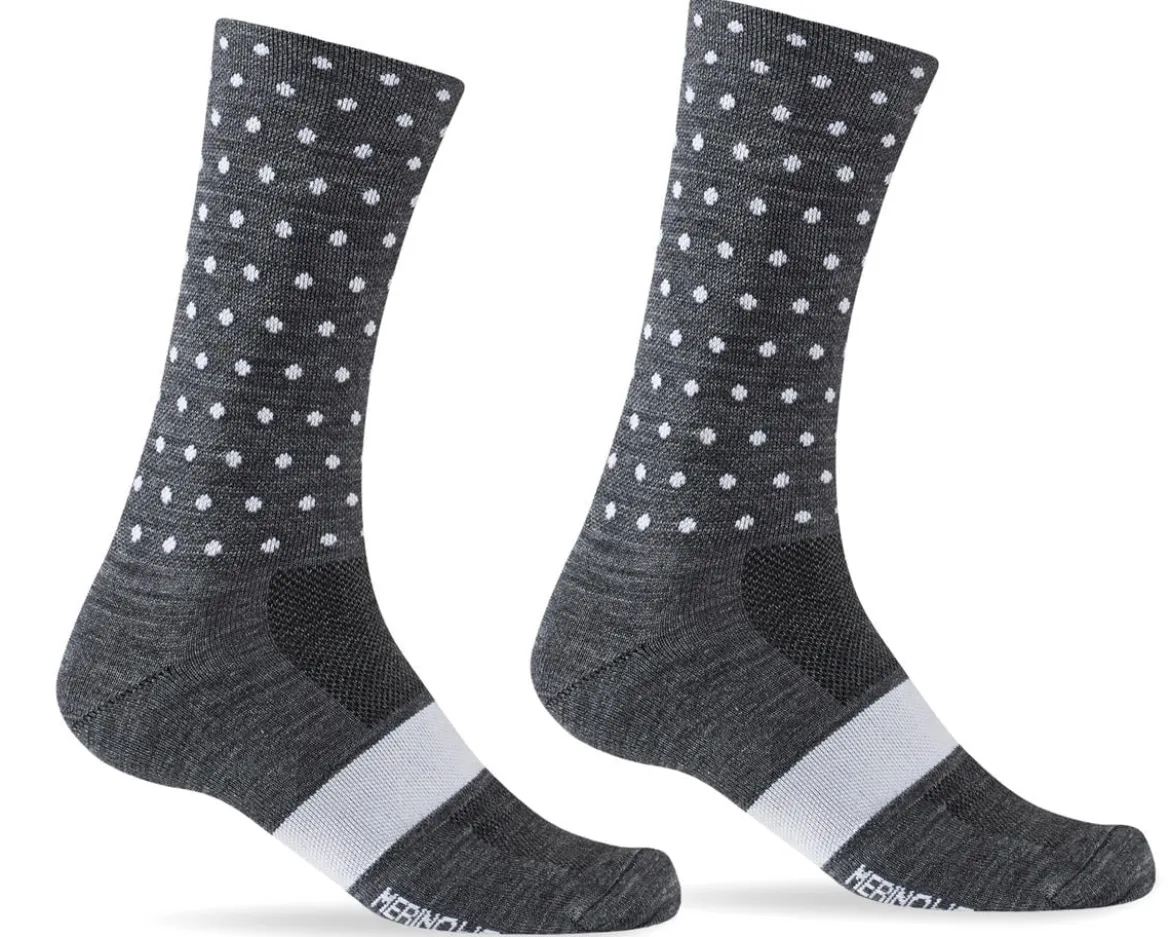 Giro Seasonal Merino Wool Socks (Charcoal/White Dots) (S)