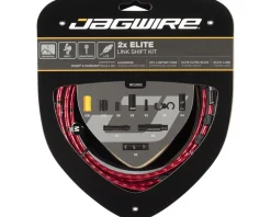 Jagwire 2x Elite Link Shift Cable Kit (Red) (For SRAM/Shimano) (w/Polished Ultra-Slick Cables)