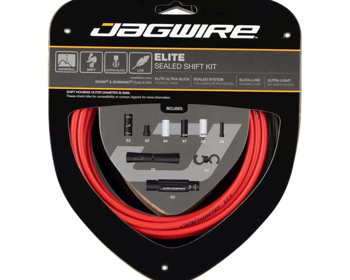 Jagwire 2x Elite Sealed Shift Cable Kit (Red) (1.1mm) (2300mm) (Cables, Liners, & Housing)