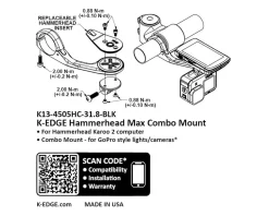 K-Edge Hammerhead Karoo Max XL Combo Mount (Black Anodized) (31.8mm) (w/ GoPro Mount)