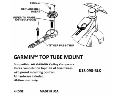 K-Edge Toptube Bike Computer Mount (Black) (Garmin Insert)