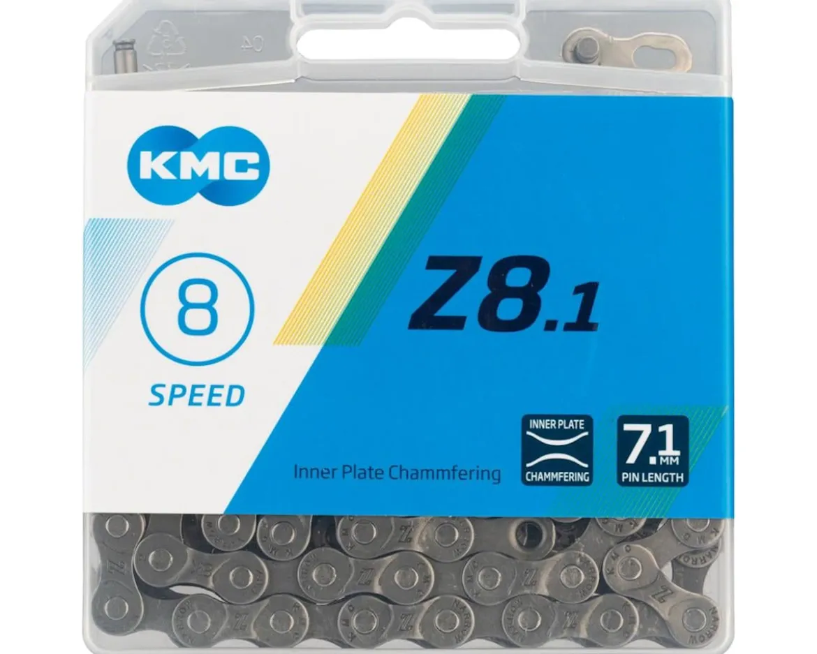 KMC Z8.1 Nickle-Plated Chain (Silver/Grey) (6-8 Speed) (116 Links) (Shimano IG)
