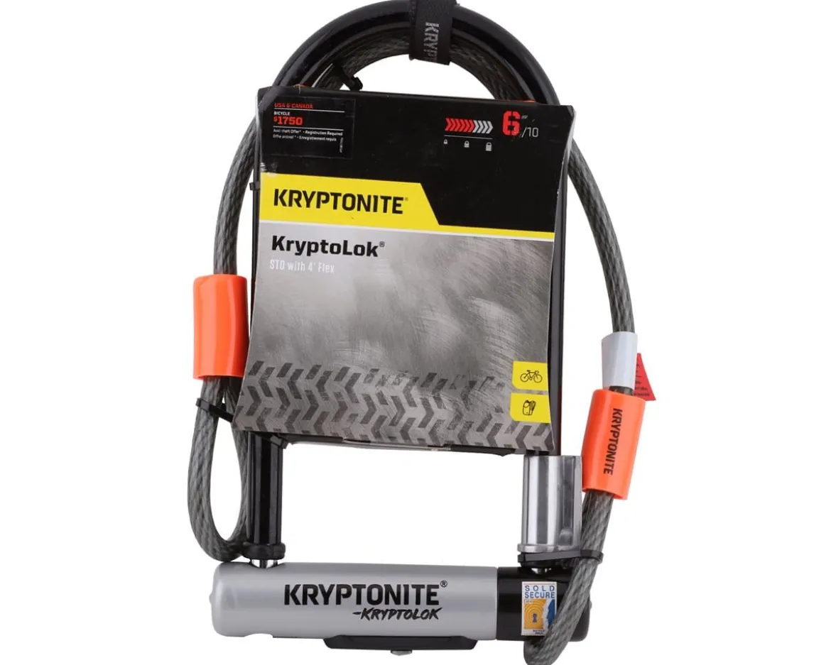 Kryptonite KryptoLok STD U-Lock with 4' Flex Cable and Bracket