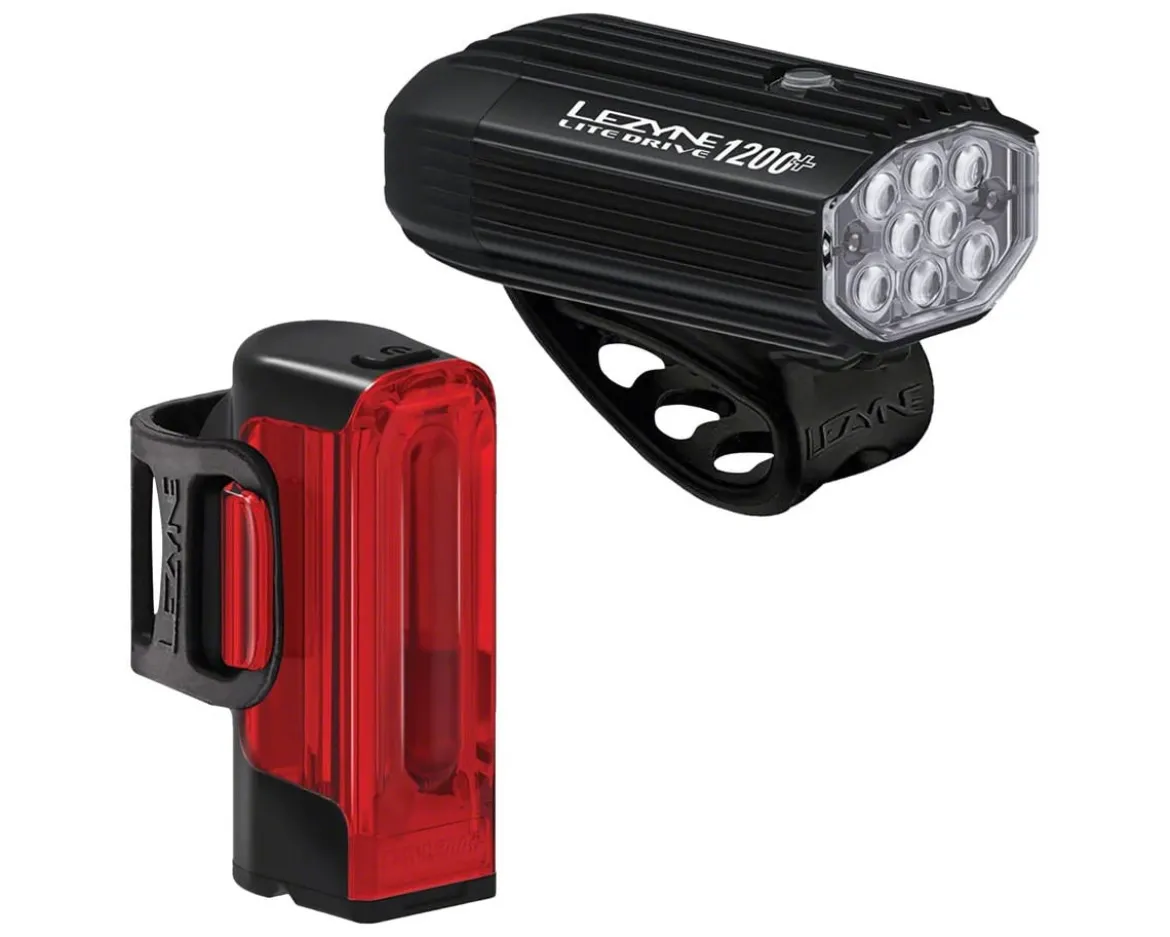 Lezyne Lite Drive 1200+/ Strip Drive Pro 400+ Light Set (Black)