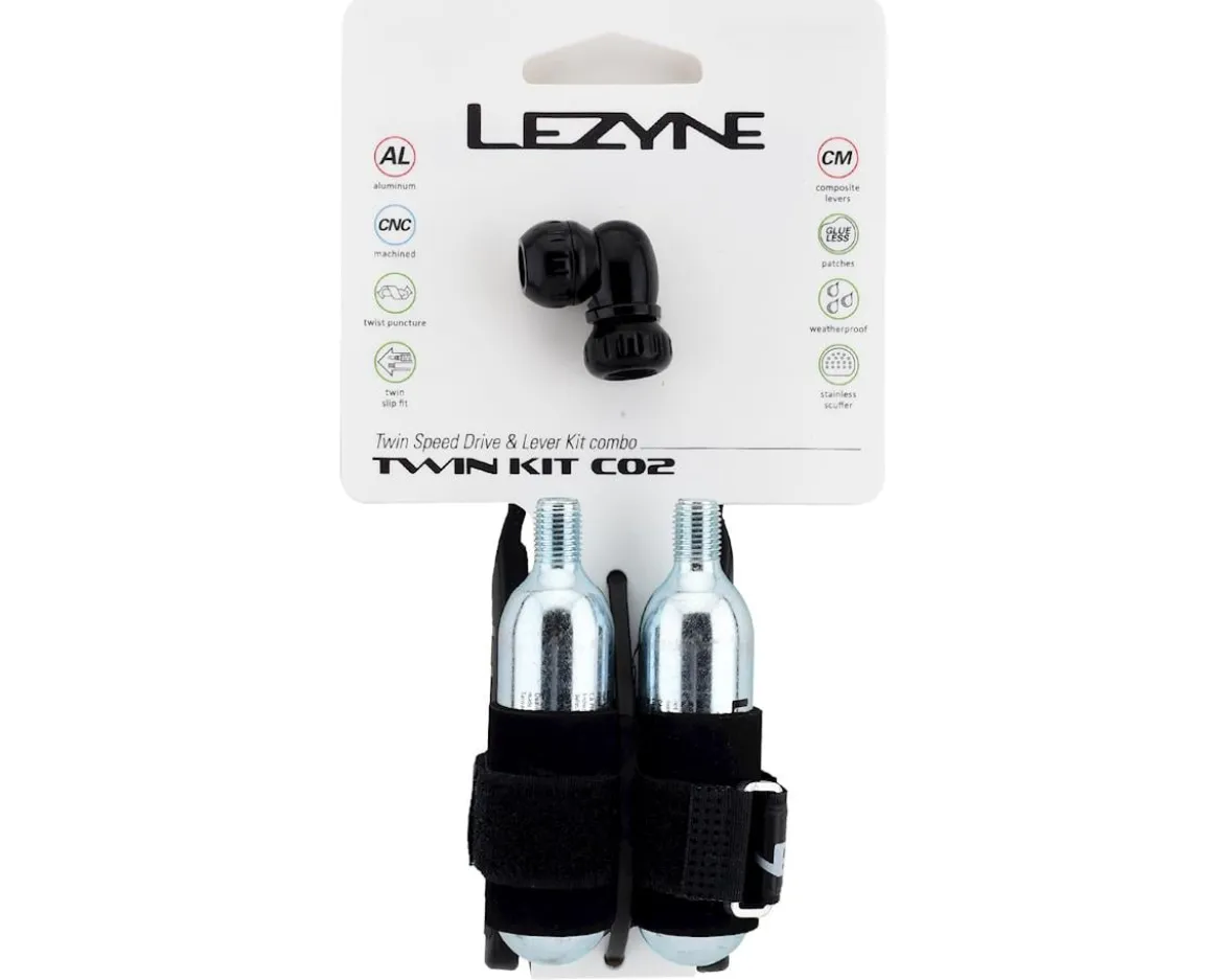 Lezyne Twin Kit CO2 Inflator & Tire Repair Kit (Black) (w/ 16g Cartridges)