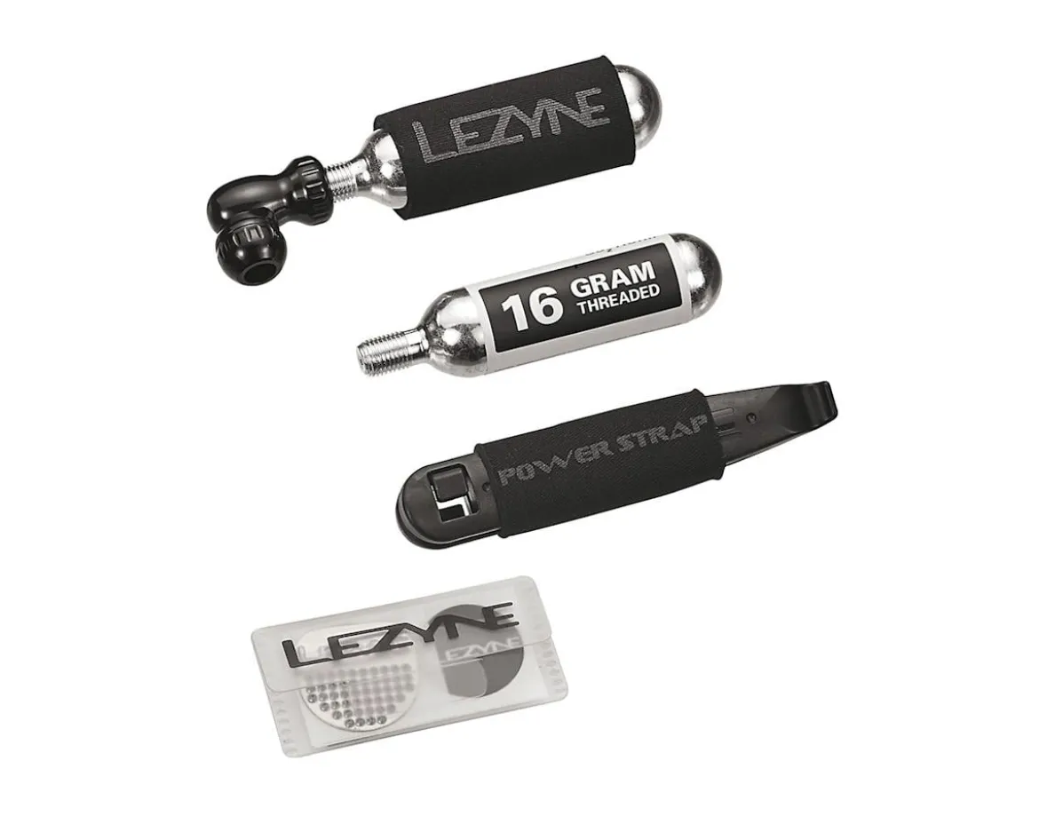 Lezyne Twin Speed Drive CO2 Inflator & Tire Repair Kit (Black) (Inflator, Patch Kit, Tire Levers, & CO2 Cartridges)