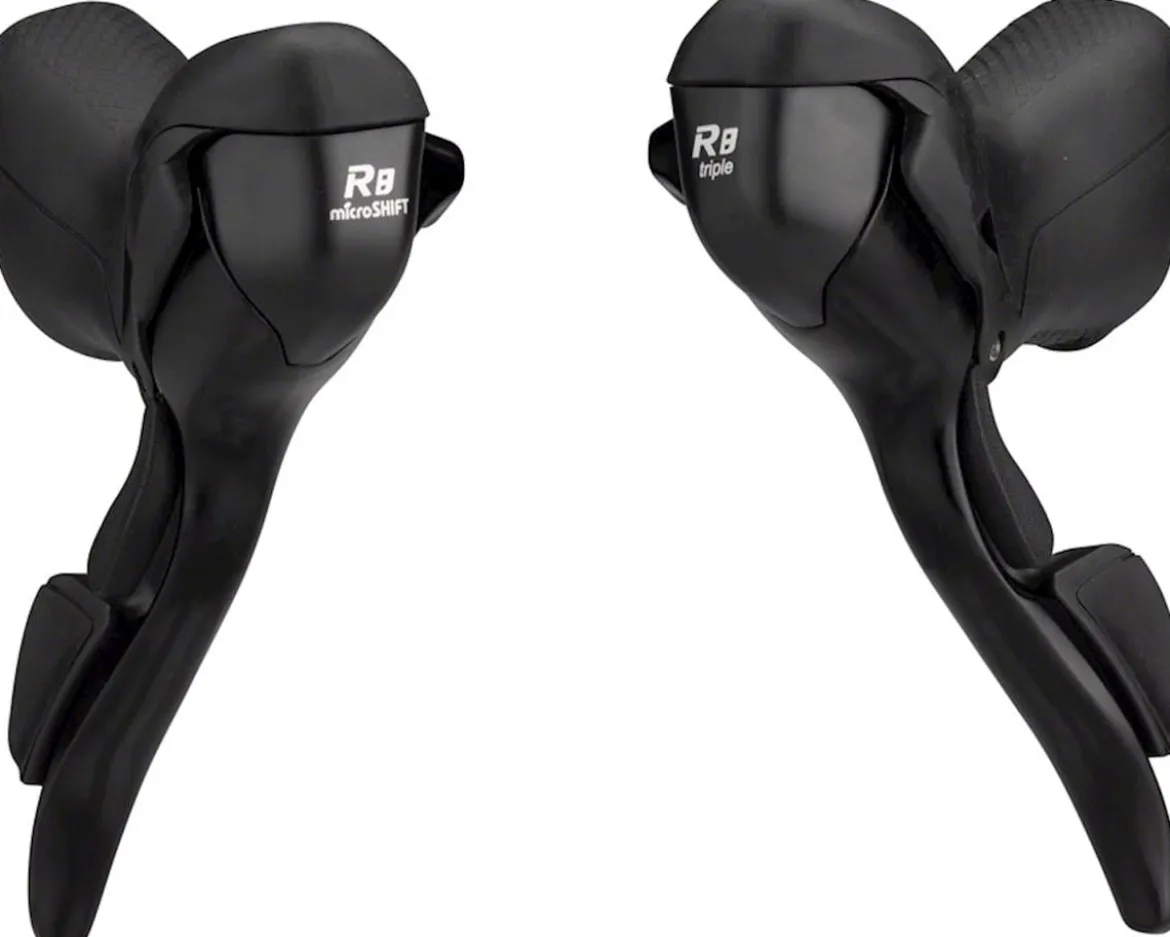 Microshift R8 Drop Bar Brake/Shift Levers (Black) (Pair) (2 x 8 Speed) (Shimano Compatible)