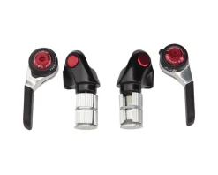 Microshift Road Bar End Shifters (Silver/Red) (Pair) (2/3 x 10 Speed) (Shimano Compatible)
