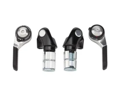 Microshift Road/Mountain Bar End Shifters (Silver/Black) (Pair) (2/3 x 9 Speed) (Shimano Compatible)