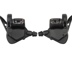 Microshift TS38 Thumb-Tap Shifter (Black) (Pair) (3 x 7 Speed) (w/ Optical Gear Indicator) (Shimano Compatible)