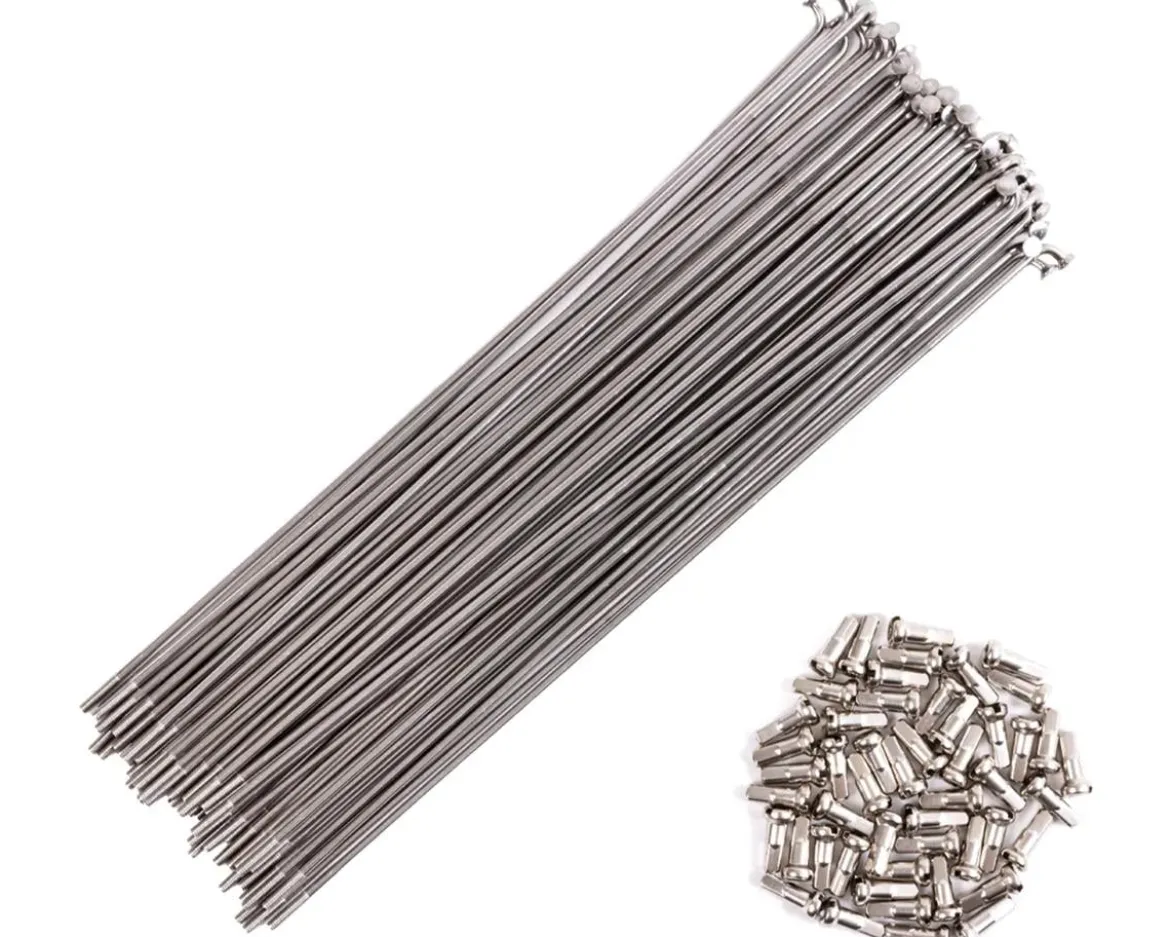 Odyssey HGS Racing 14/15g Spokes w/ Spoke Nipples (Silver) (Box of 40) (192mm)
