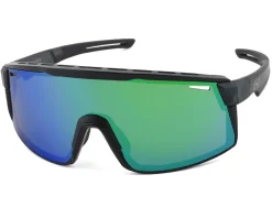 Optic Nerve Fixie Max Sunglasses (Matte Crystal Grey/Shiny Black) (Smoke/Green Mirror Lens)