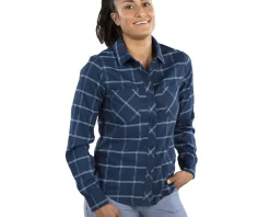Pearl iZUMi Women's Rove Long Sleeve Shirt (Navy/Aquifer Plaid) (XS)