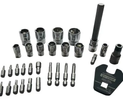 Pedro's Pro Bit & Socket Set (17 Hex & Tox Bits, 10 Sockets, Crowfoot Pedal Wrench)