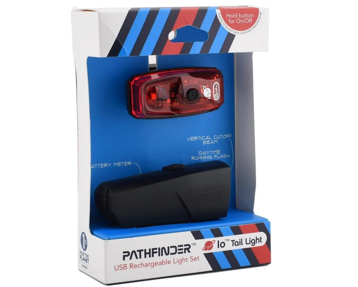 Portland Design Works Pathfinder Headlight and Io Tail Light Set (Black/Red) (200 Lumens)