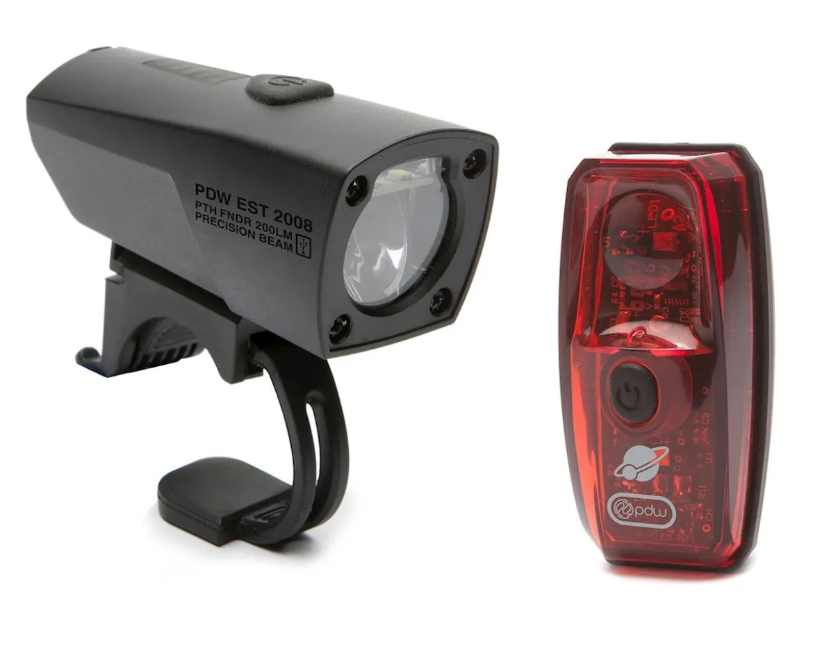Portland Design Works Pathfinder Headlight and Io Tail Light Set (Black/Red) (200 Lumens)
