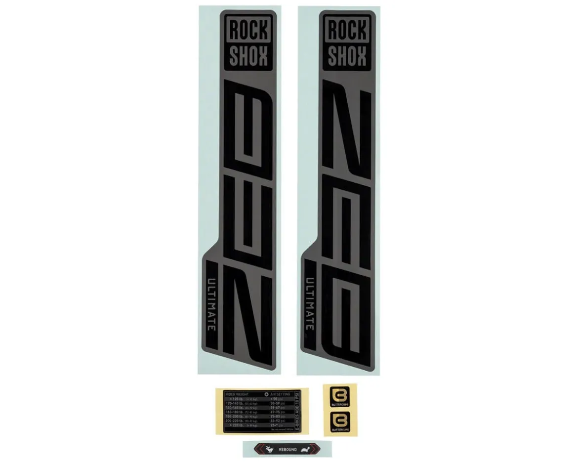 RockShox ZEB Ultimate Flight Attendant Decal Kit (Matte Silver Foil For Gloss Black)