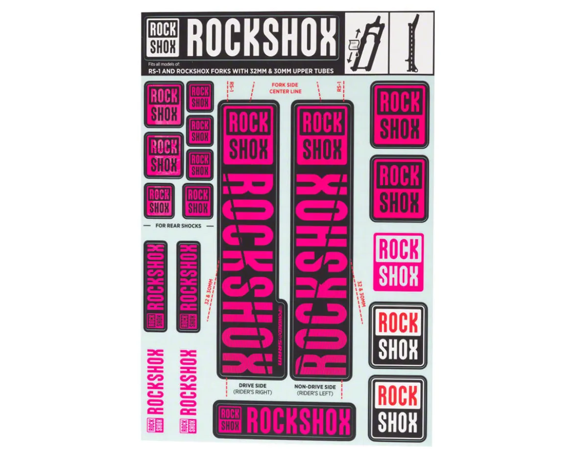 RockShox Fork Decal Kit (Magenta) (For RS-1 and forks with 30/32mm Upper Tubes)