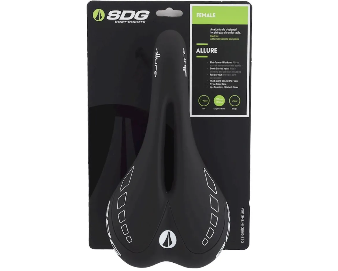 SDG Allure Women's Saddle (Black/White) (Titanium Rails) (143mm)