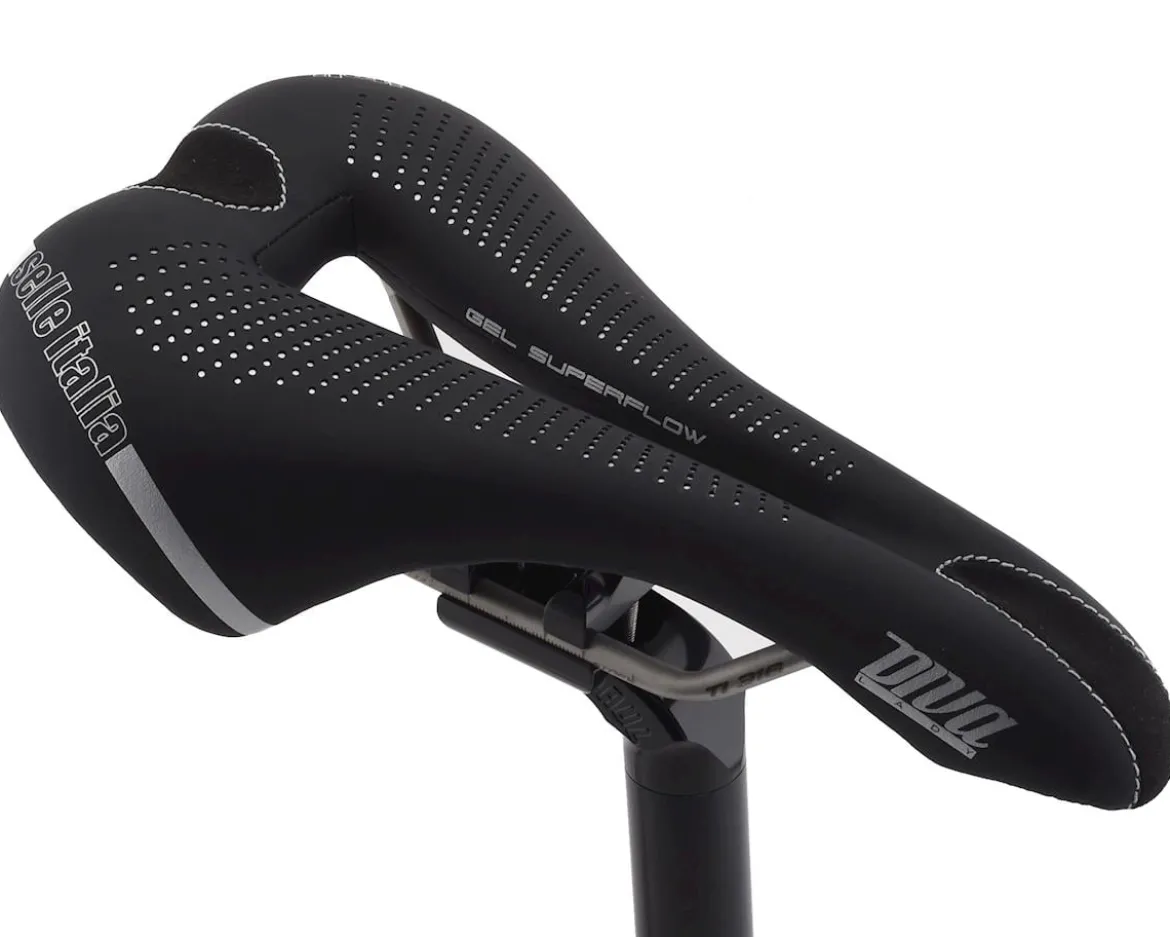 Selle Italia Diva Gel Superflow Women's Saddle (Black) (Titanium Rails) (L3) (152mm)