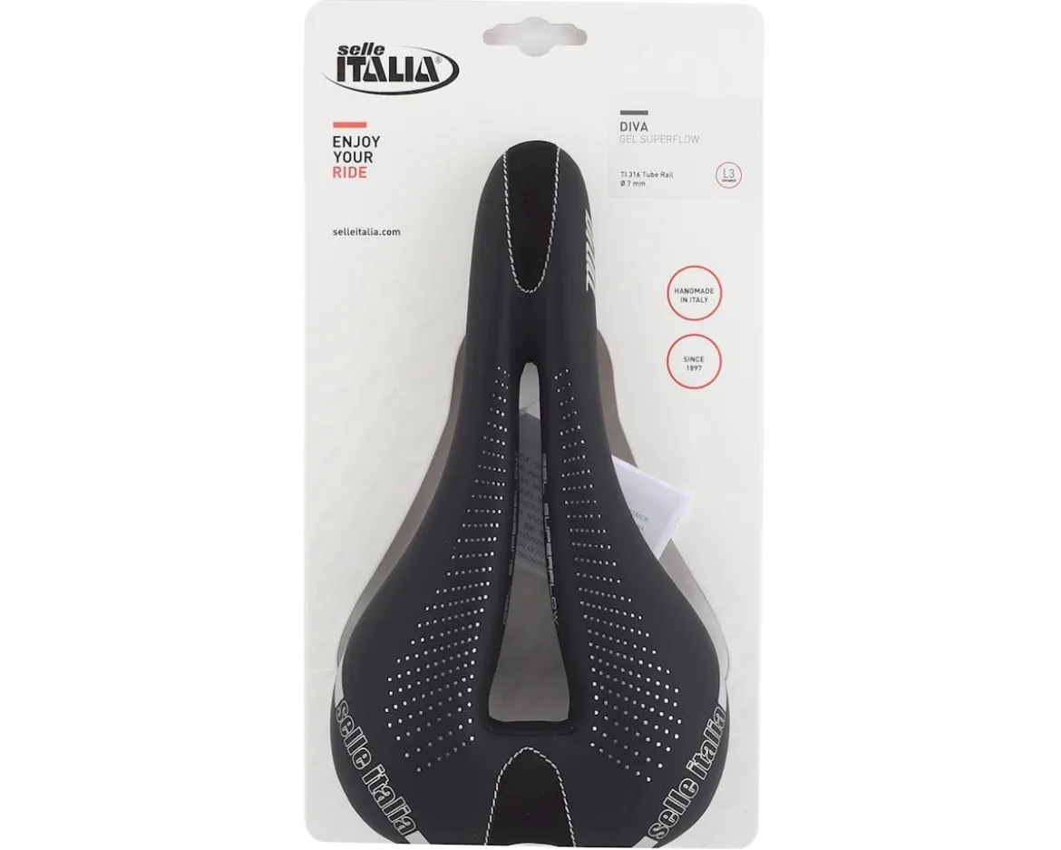 Selle Italia Diva Gel Superflow Women's Saddle (Black) (Titanium Rails) (L3) (152mm)